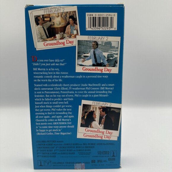 Groundhog Day VHS 1993 Bill Murray Comedy Classic Columbia Tristar - Picture 2 of 3